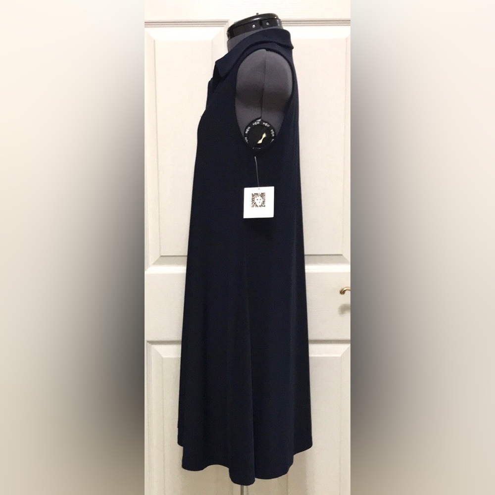 NWT Anne Klein Collared Swing Dress Navy - Picture 7 of 16